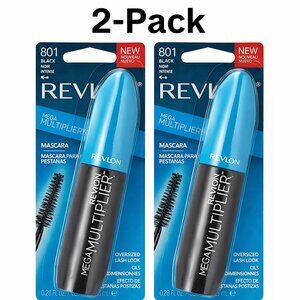 Revlon Mega Multiplier Mascara, 801 Blackest Black (Pack of 2), 0.28 FL Ounce